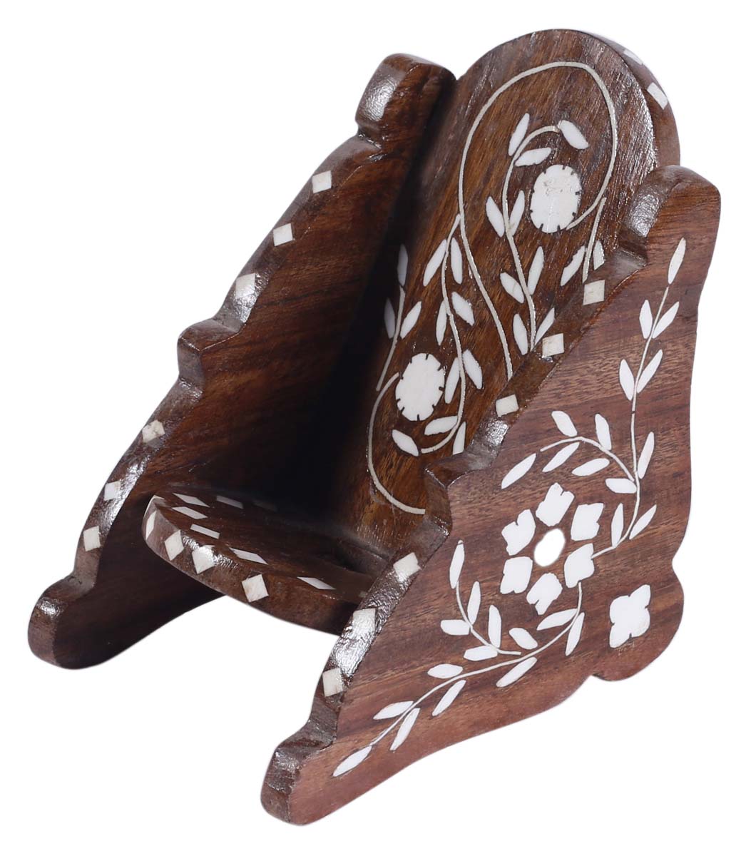 Bulk Wholesale Mobile Holder in Wood – 5” Handcrafted Chair-Shaped Mobile Stand with Acrylic Inlay – Unique Home Décor / Essentials from India