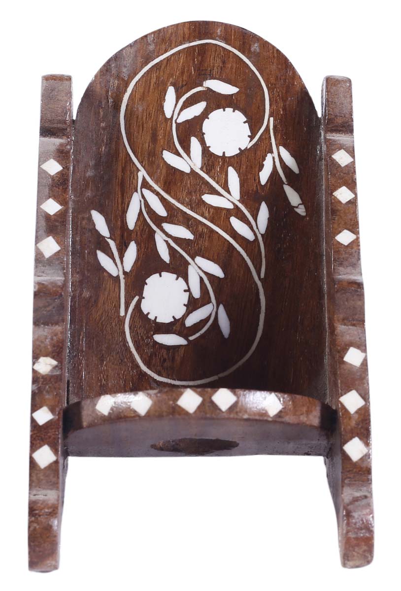 Bulk Wholesale Mobile Holder in Wood – 5” Handcrafted Chair-Shaped Mobile Stand with Acrylic Inlay – Unique Home Décor / Essentials from India