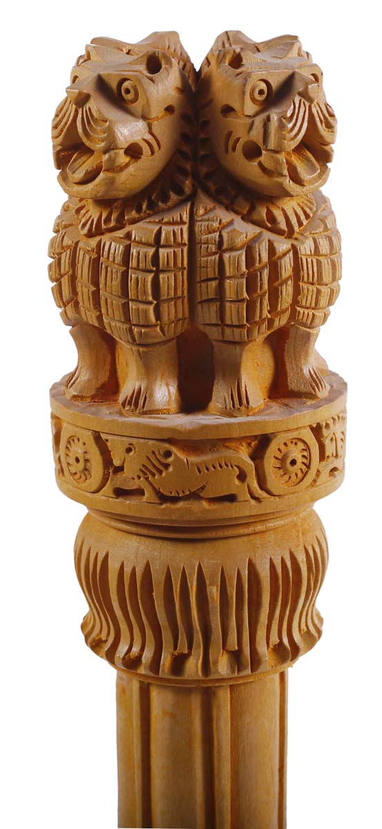 Bulk Wholesale Ashoka Pillar Statue Replica in Wood – 10” Hand-Carved Great Historic Architecture of India – Home Décor