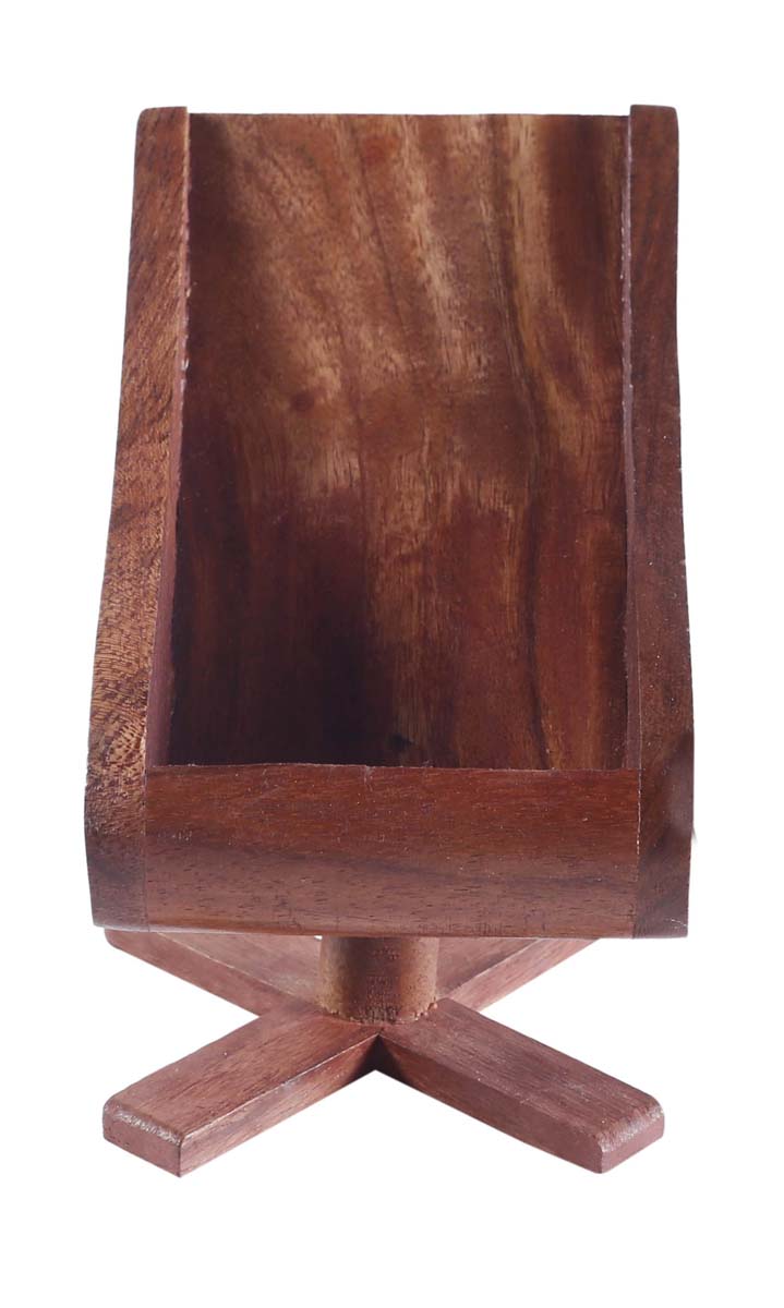 Bulk Wholesale Mobile Holder in Wood – 4” Handcrafted Chair-Shaped Mobile Stand with Floral Motif Carving – Unique Home Décor / Essentials from India