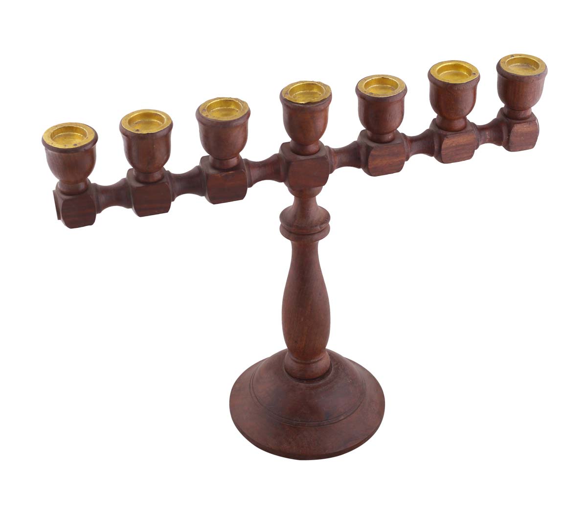 Bulk Wholesale Candelabrum in Wood – 13.5” Handcrafted Candle Stand with 7 Holders – Antique-Look Home Décor from India