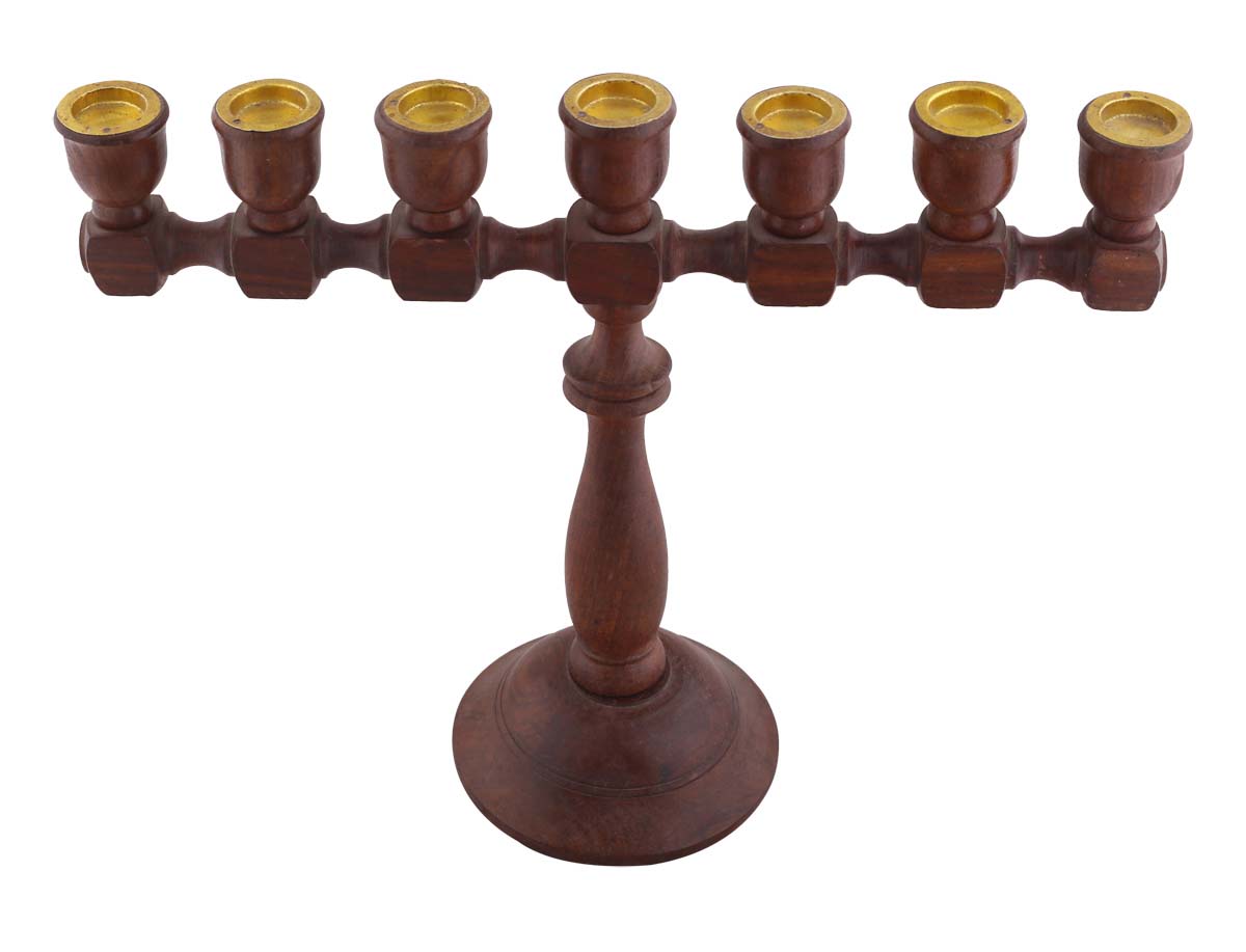 Bulk Wholesale Candelabrum in Wood – 13.5” Handcrafted Candle Stand with 7 Holders – Antique-Look Home Décor from India