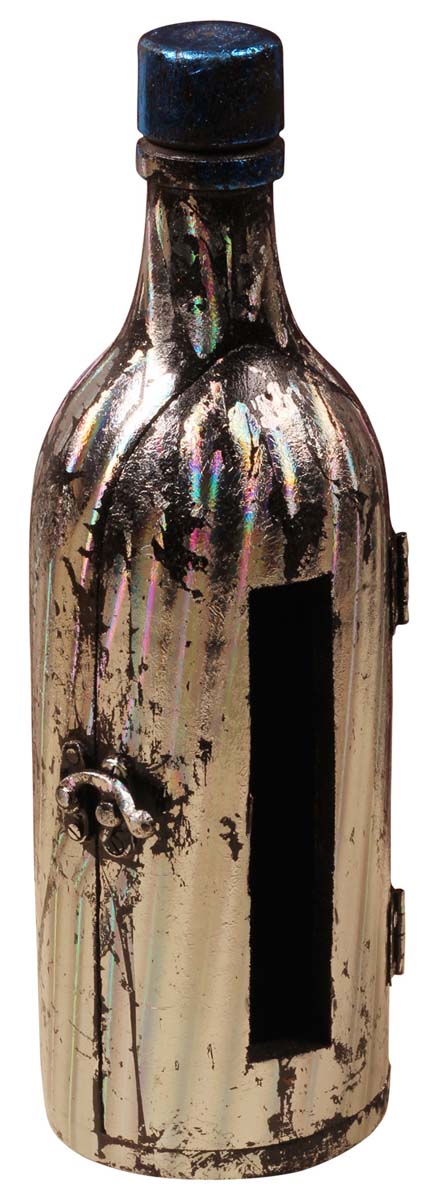 Bottle Shaped Napkin Holder / Organizer – Handmade in Mango-Wood – Foil Work –Distressed Silver Color Finish – Dining Table Accessories – Home Décor