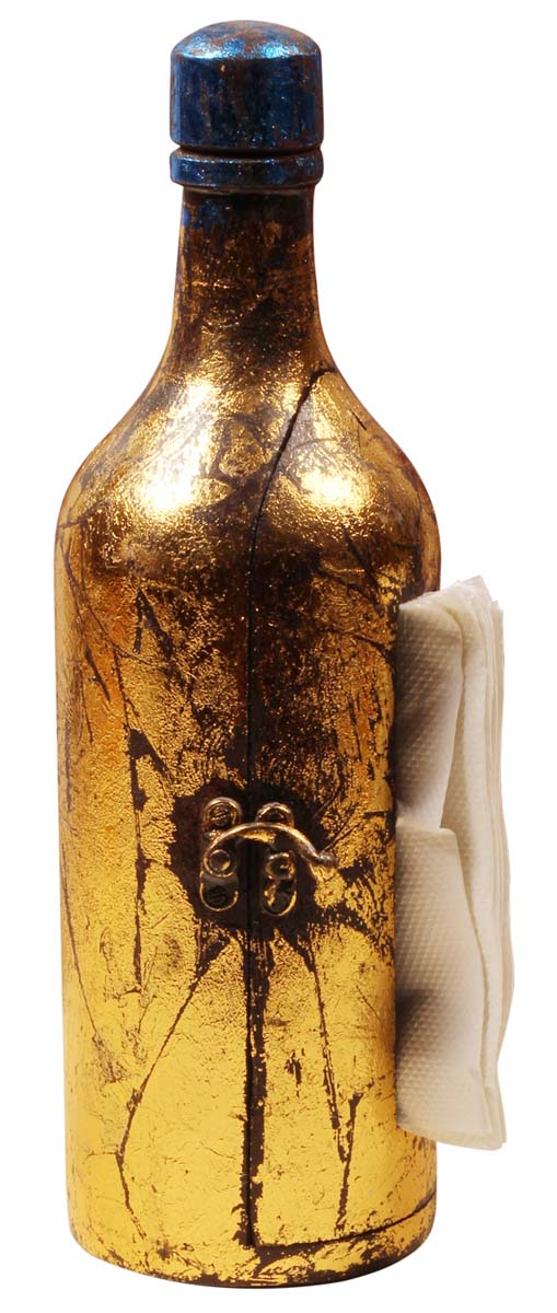 Bulk Wholesale Bottle Shaped Handmade Napkin Holder/Organizer – Source Distressed Golden Color Finish Napkin Dispenser - Home & Kitchen Accessories