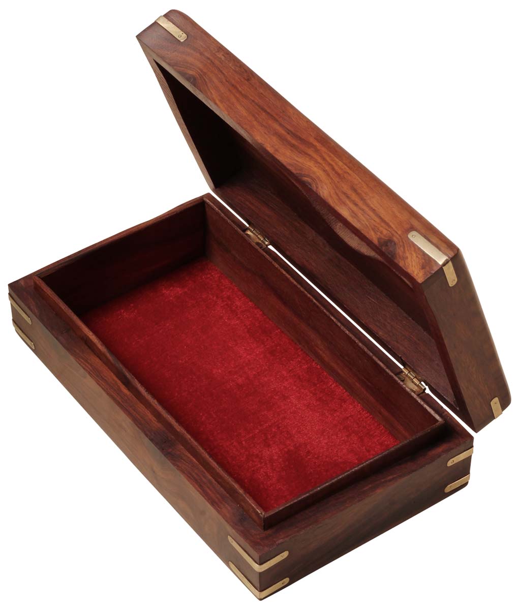 Handmade Wooden Napkin Holder / Organizer – Brass Inlay – Hinged Top Cover – Artistic Dining Table Décor
