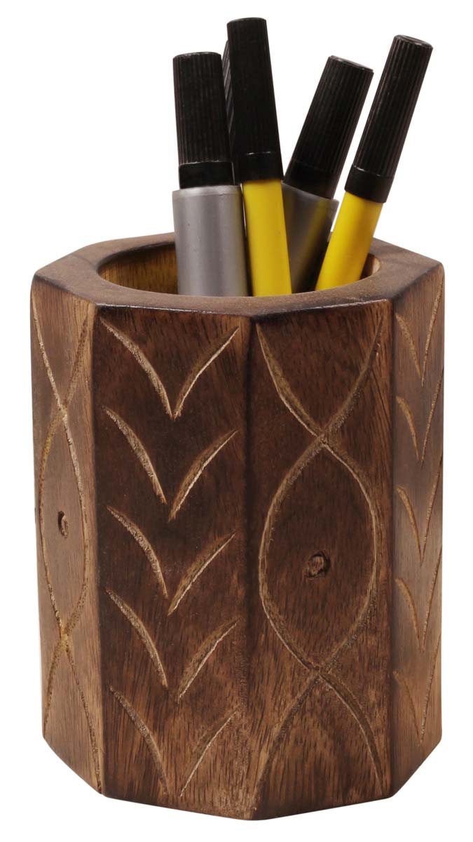 Handmade Wooden Pen Stand / Holder – Polygon Shaped – Desk Accessories – Office Supplies 