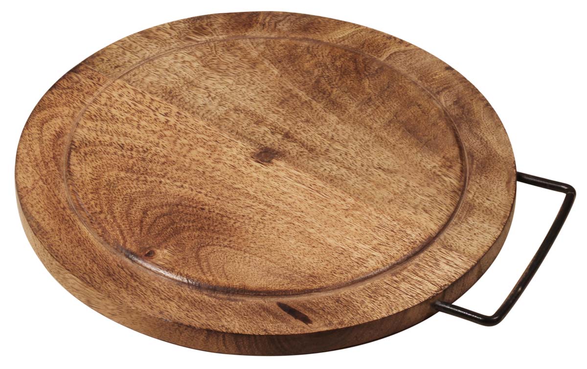 Round Shaped Chopping Board with Handle – Hand-Carved in Mango-Wood – Eco-Friendly – Kitchen Accessories & Essentials – Home Décor  