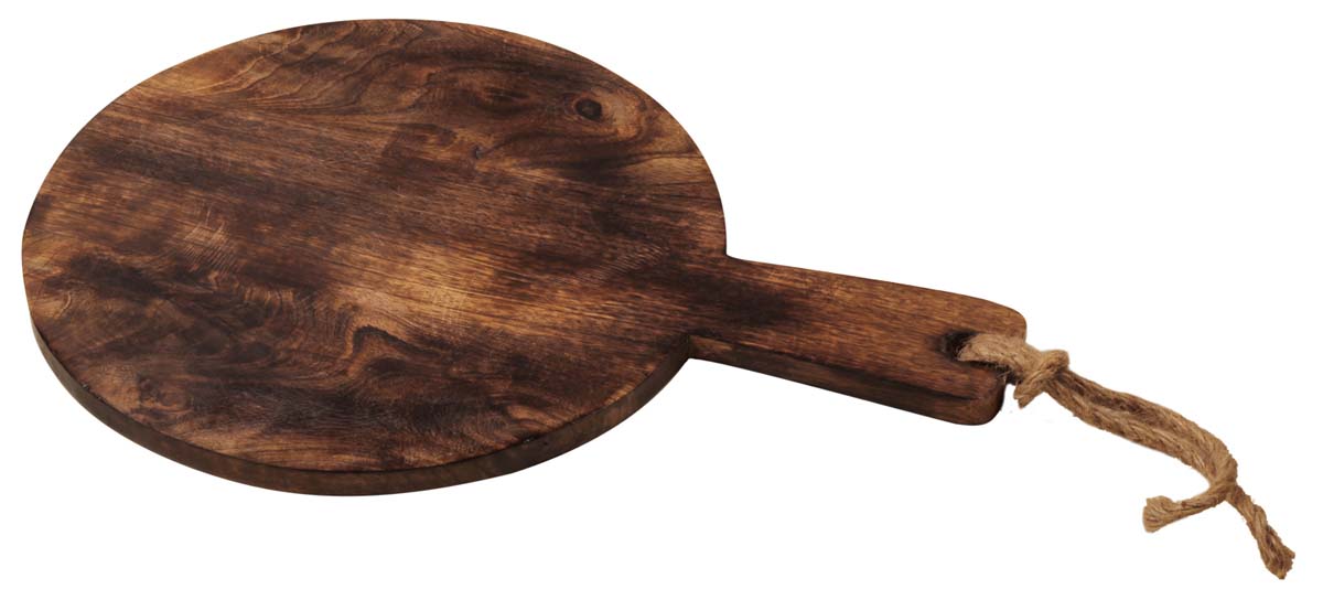 Round Shaped Chopping Board with Handle – Hand-Carved in Mango Wood – Eco-Friendly Cutting Boards – Kitchen Accessories – Home Décor 