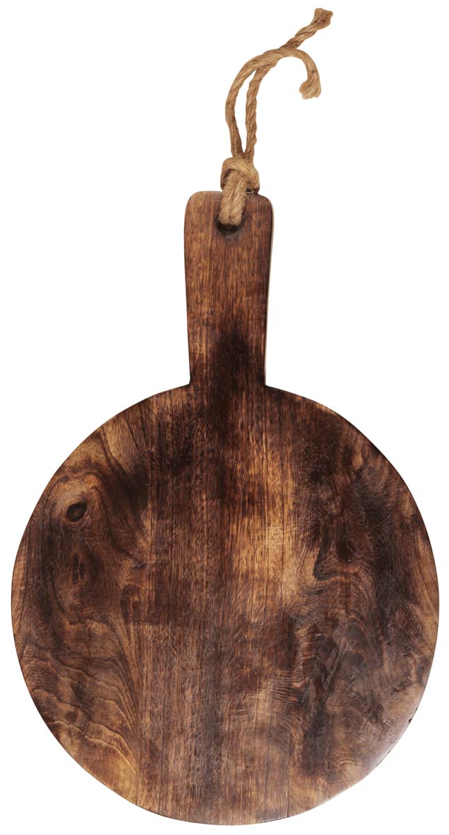Round Shaped Chopping Board with Handle – Hand-Carved in Mango Wood – Eco-Friendly Cutting Boards – Kitchen Accessories – Home Décor 