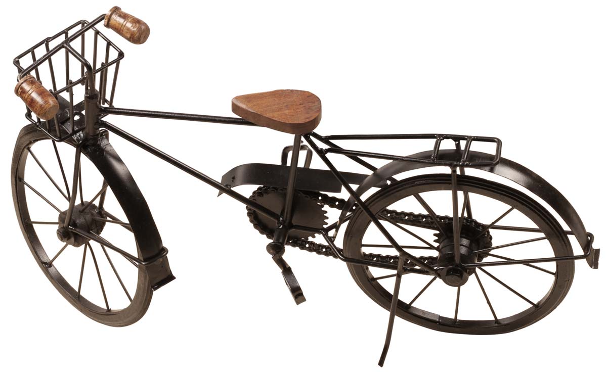 18” Handmade Miniature of a Bike / Bicycle – Cast in Iron – Wood on the Seat & Handles – Interior Decorating Items – Vintage-Look Home / Office Décor