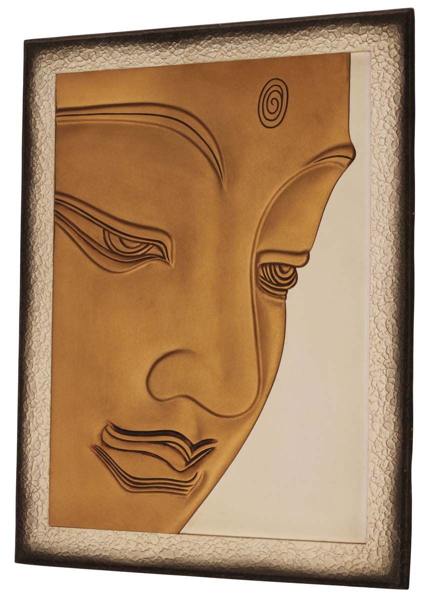 Handmade Wall Hanging – Female Face Profile – Rectangle-Shaped – Off-White, Black & Copper Color – Wall Decorating Items – Home / Office Décor