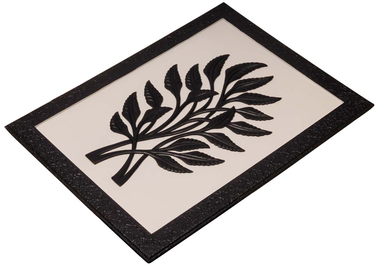 Handmade Black & White Wall Hanging in MDF – Rectangle Shaped – Leafy Motifs – Wall Decorating Items – Home / Office Décor
