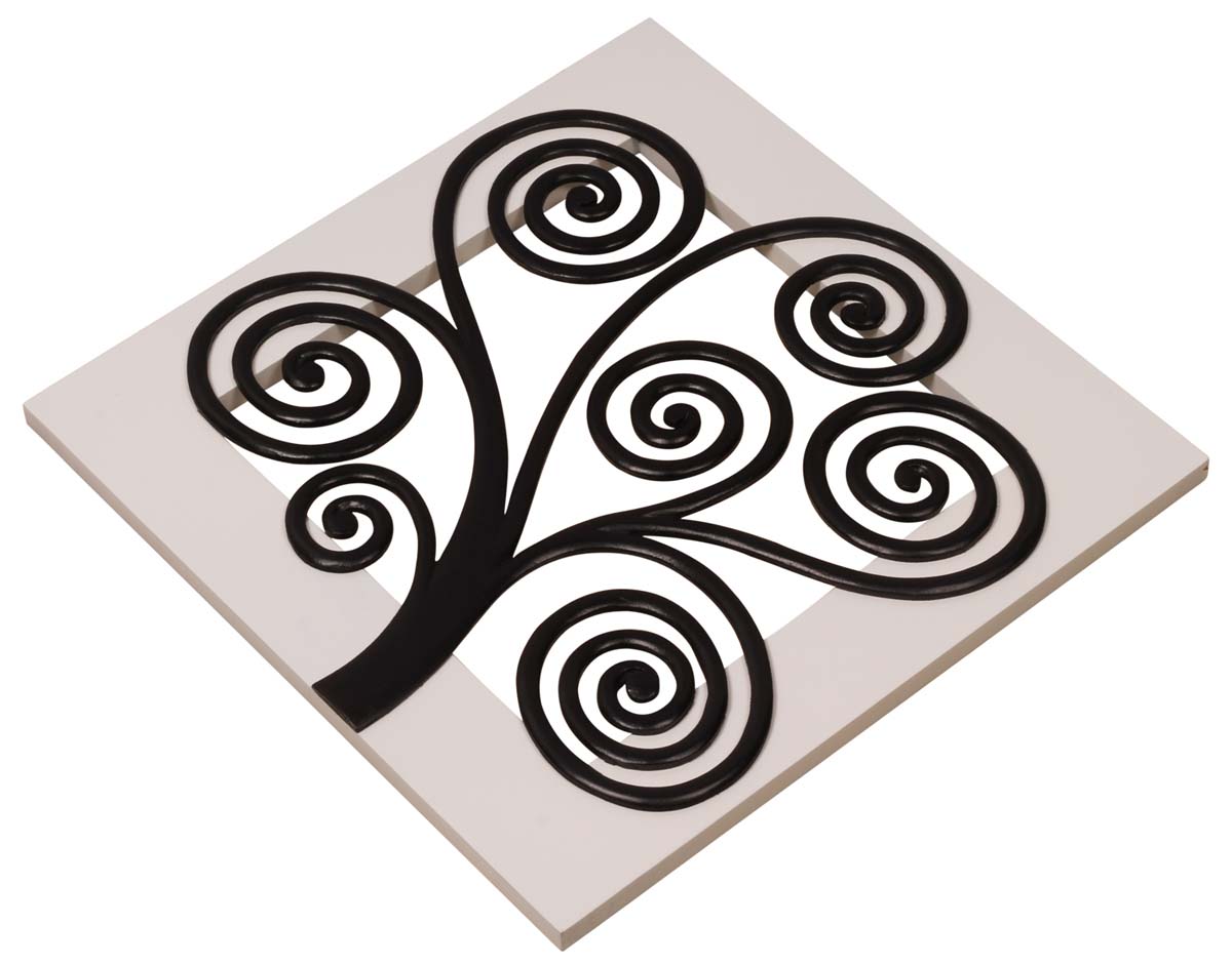 Black & White Wall Hanging – Square-Shaped – Handmade in MDF – Spiral Motifs – Wall Decorating Items – Home / Office Décor