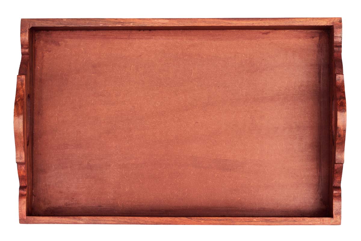 Buy in Bulk Wholesale ”Serve In Style” Handmade 17x11 Inch Wooden Serving Tray Decorated with Brass Inlay - Kitchen/Dining Table Essentials