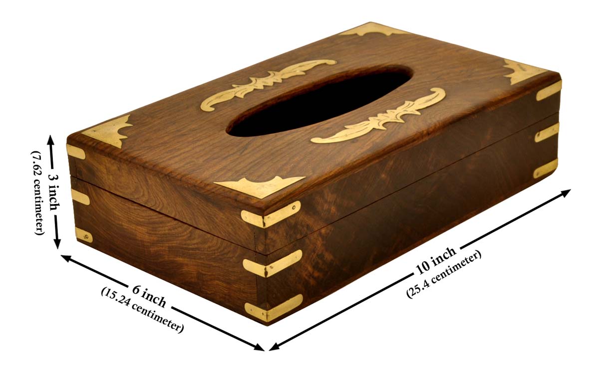 Buy in Bulk Wholesale - Wooden Tissue/Napkin Holder Box with Brass Inlays Handmade in Wood 10 Inch - For Kleenex Box