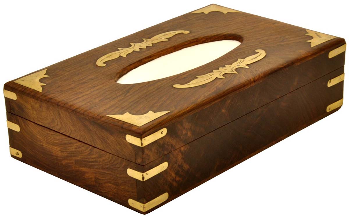 Buy in Bulk Wholesale - Wooden Tissue/Napkin Holder Box with Brass Inlays Handmade in Wood 10 Inch - For Kleenex Box