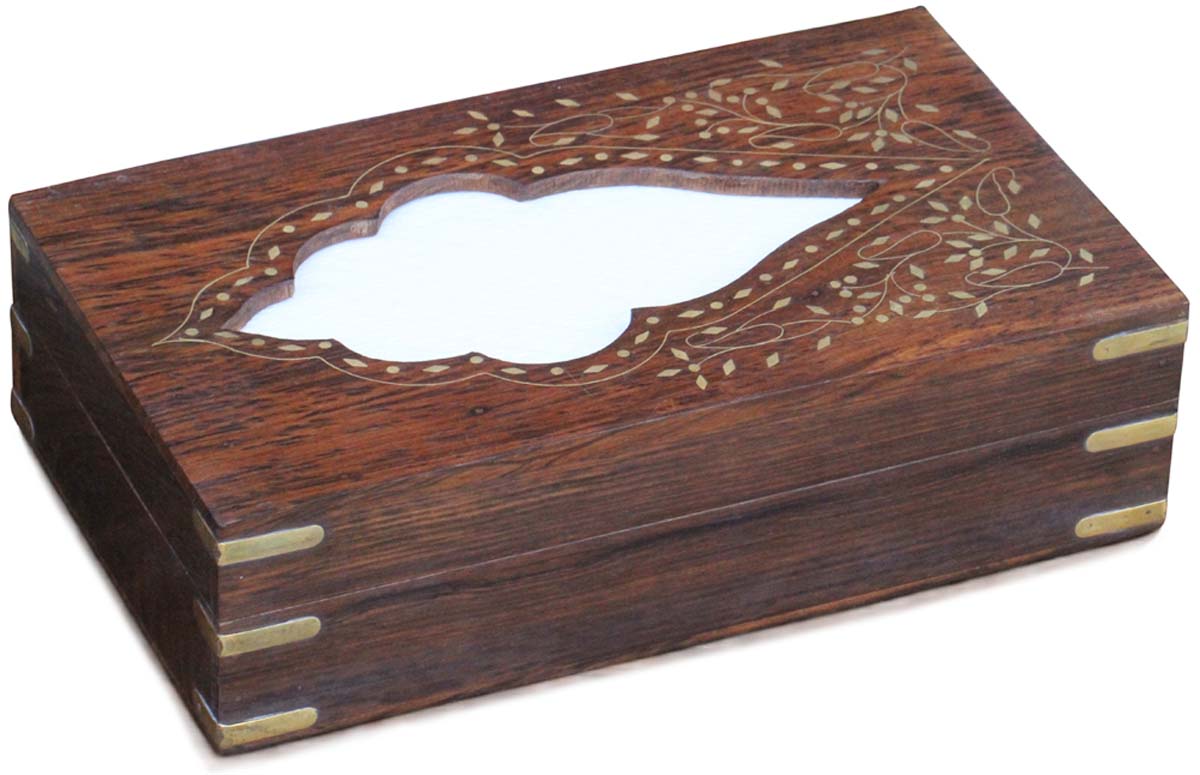 Buy in Bulk Wholesale - Tissue Holder Box/ Napkin Dispenser Handmade Wood Rectangular Shape with Brass Inlays - For Kleenex Box