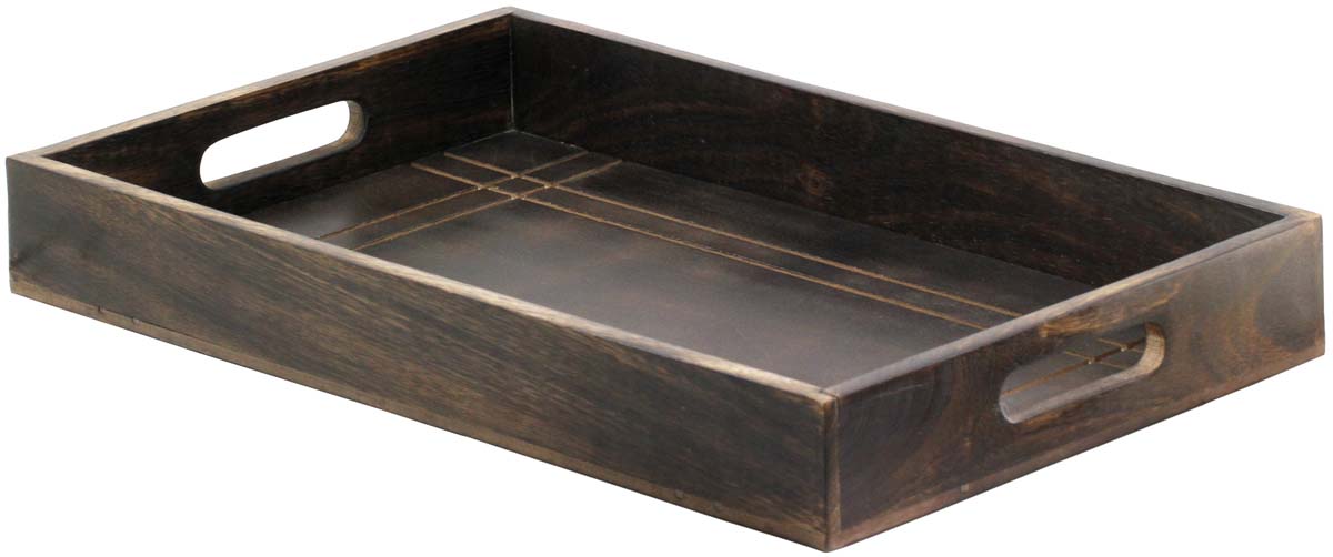 Buy in Bulk Wholesale - Wooden Serving Tray with Handles - Dark Brown Handmade in Wood - Kitchen & Dining Accessories