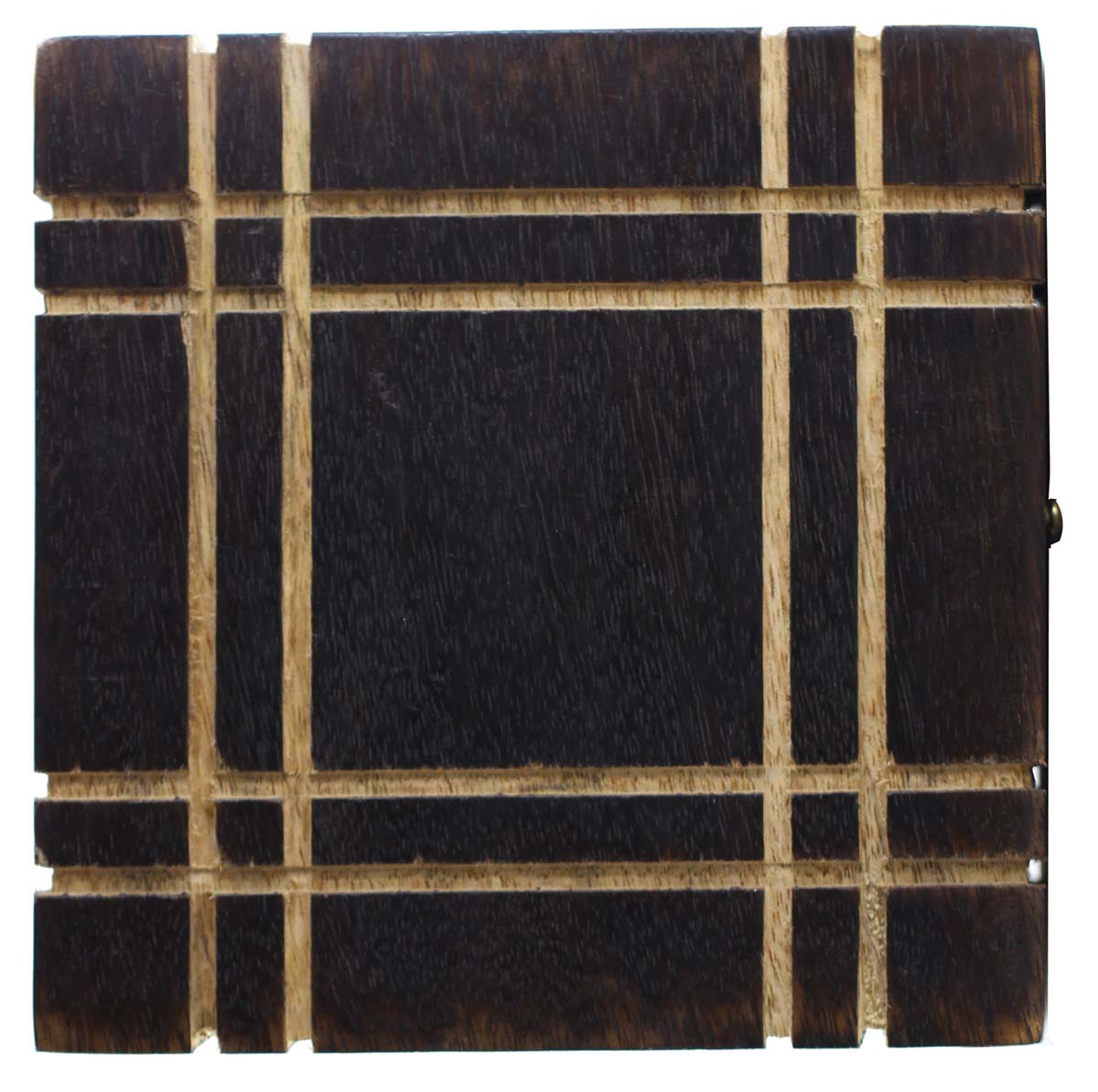 Wholesale Square Shaped 6” Jewelry Box - Bulk Buy Handmade Wood Storage Box/Keepsake Box/Trinket Box - Burnished Wood Finish & Straight Dual Lines Border Carving