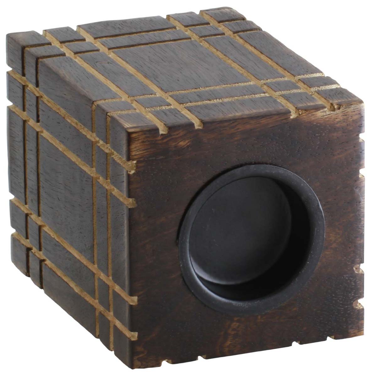  Rustic Flambeau – Handmade Rustic-Look Wooden Candle Stand/ Votive Holder with Straight Line Carving  - Buy in Bulk Wholesale