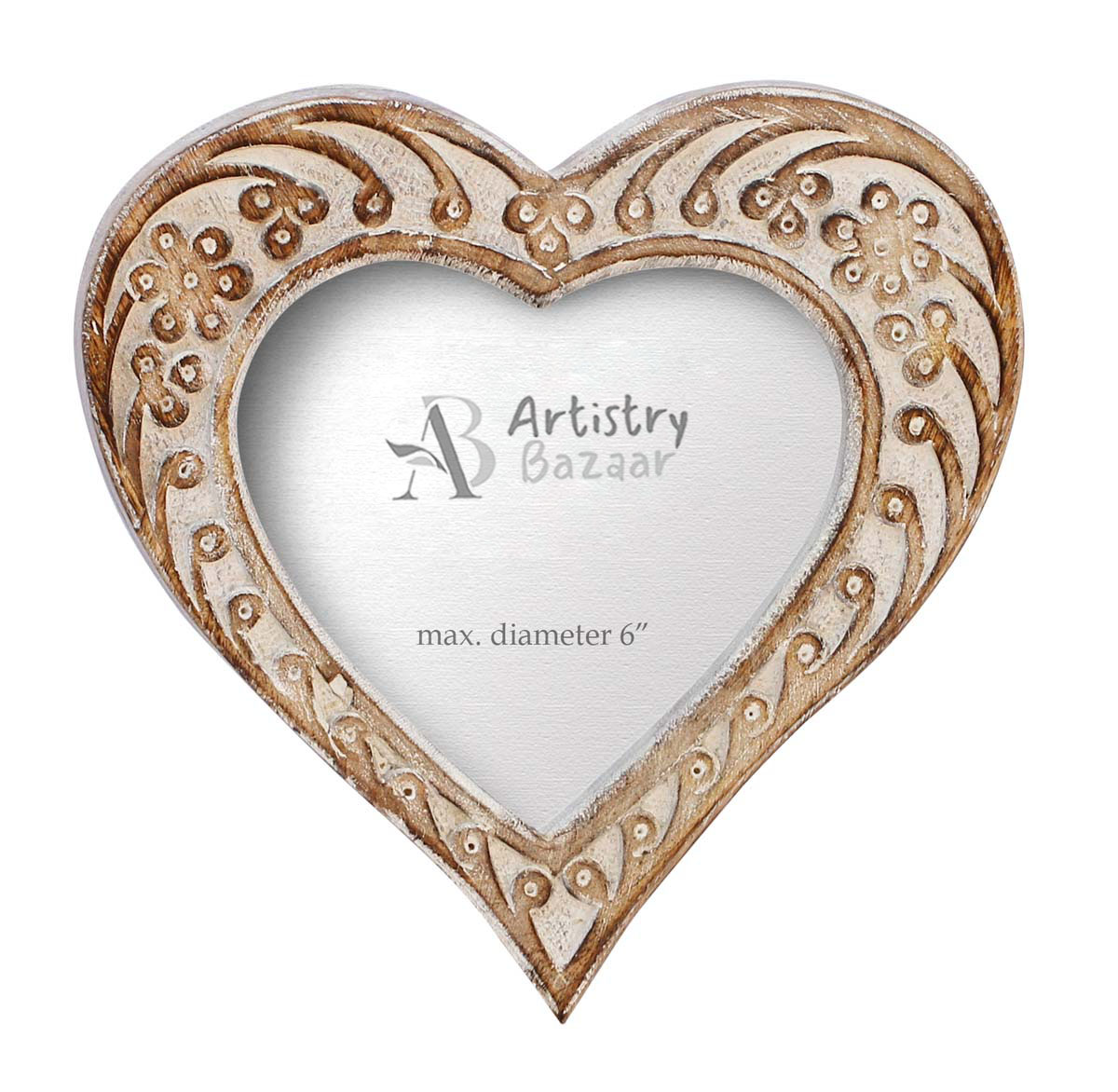Buy Shabby Chic Picture Frame in Bulk - Wholesale Handmade Distressed Finish Heart Shaped Wall Hanging Photo Frame in Wood - Home & Office Decor Frames from India