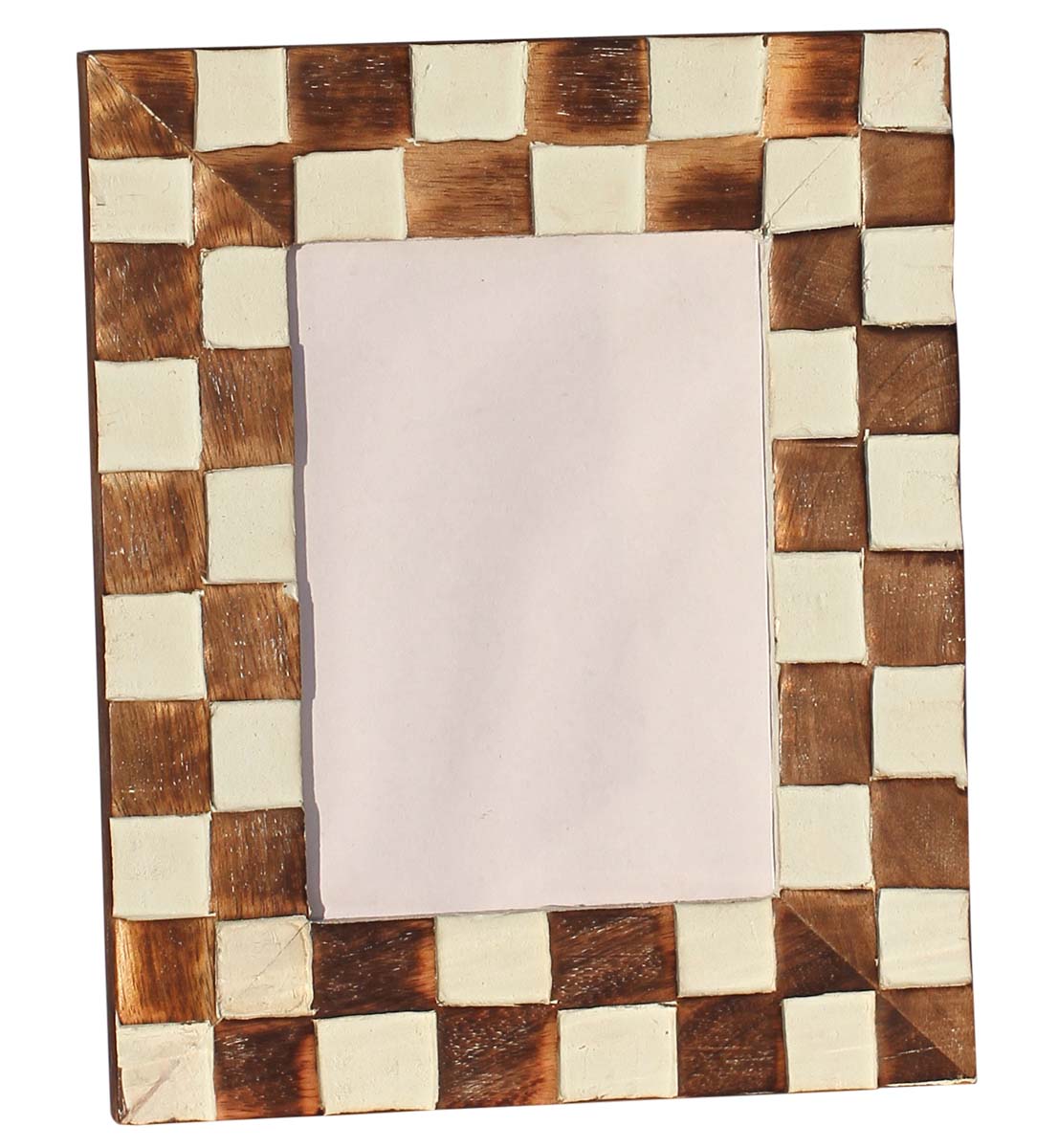 Bulk Buy 4x6 Inches Brown & Beige Picture Frame - Wholesale Handmade Wooden Check Pattern Photo Frame - Home Decor Picture Frames from India