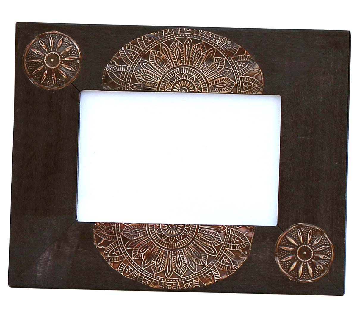 4x6 Inches Black Picture Frame in Bulk - Wholesale Handmade Wood Photo Frame/Picture Holder with Embossed Tin Work - Home Decor Picture Frames from India