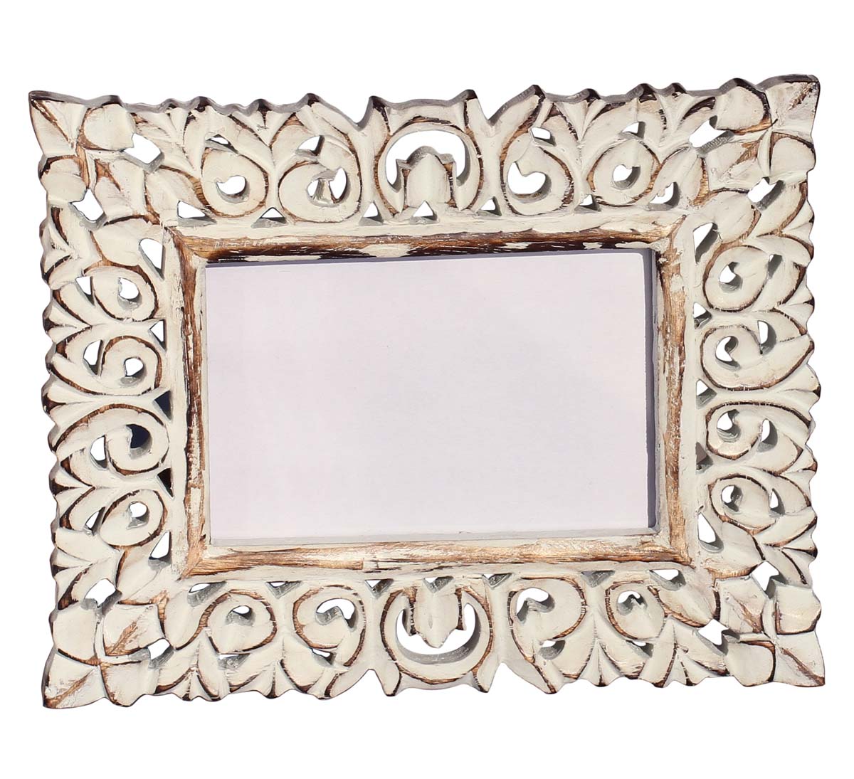 Buy 4x6 Inches White Shabby Chic Picture Frame in Bulk - Wholesale Hand Crafted Lattice Work Wooden Photo Frame - Home & Office Decor