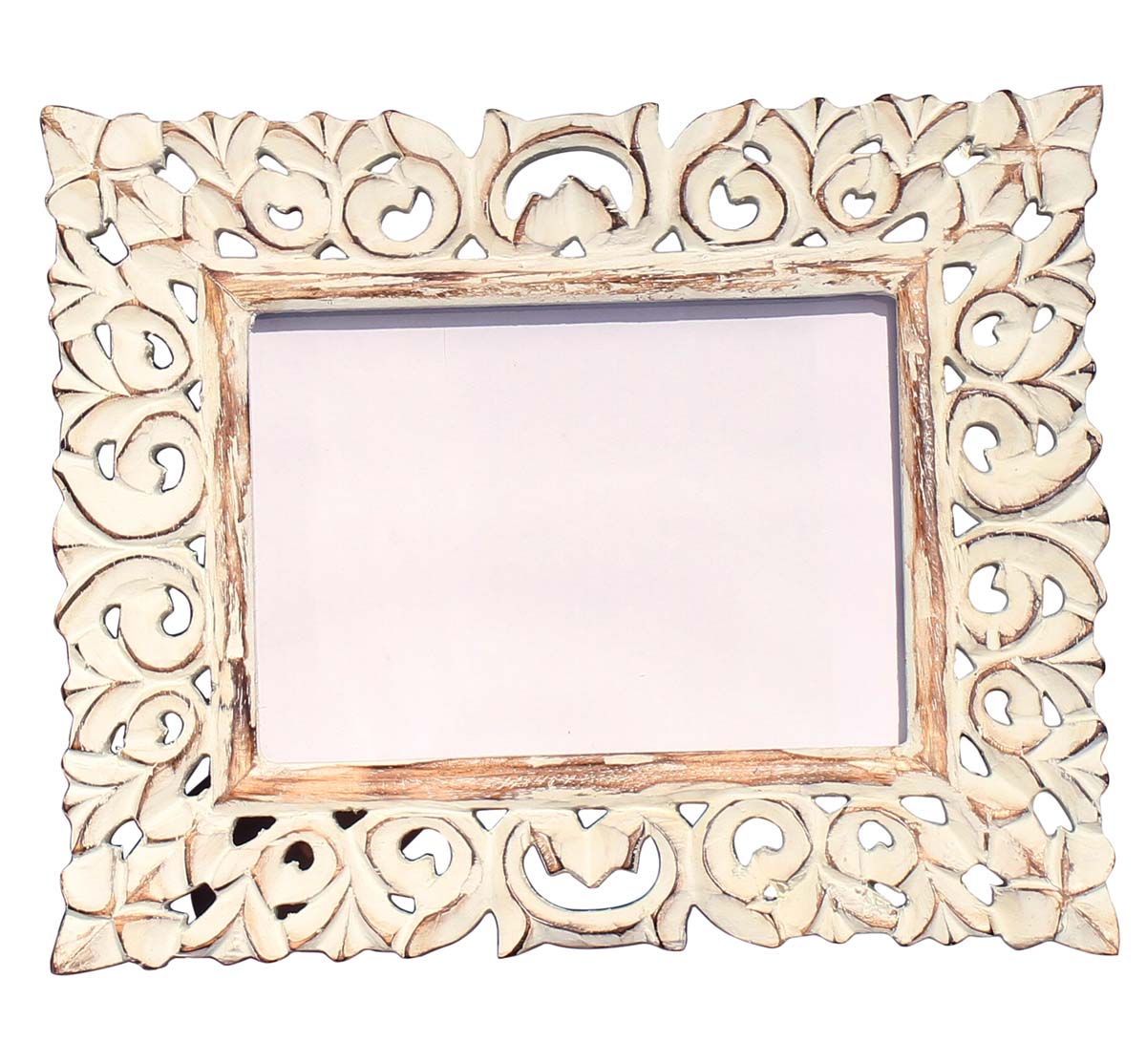 Buy 5x7 Inches White Shabby Chic Picture Frame in Bulk - Wholesale Hand Crafted Open-Work Art Wooden Photo Frame - Home & Office Decor