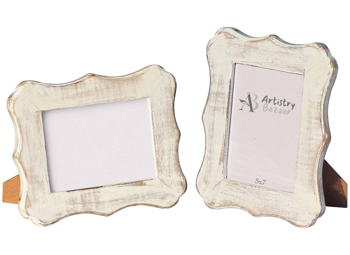 Buy 5x7 Inches White Shabby Chic Picture Frame in Bulk - Wholesale Handmade Distressed Finish Wooden Photo Frame - Home & Office Decor