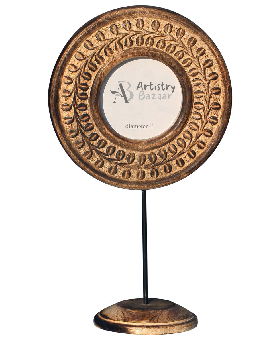 Bulk Buy 4x4” Picture Frame - Wholesale Handmade 14” Wooden Photo Frame with an Iron Stand - Vintage-Look Home Decor Accessories from India