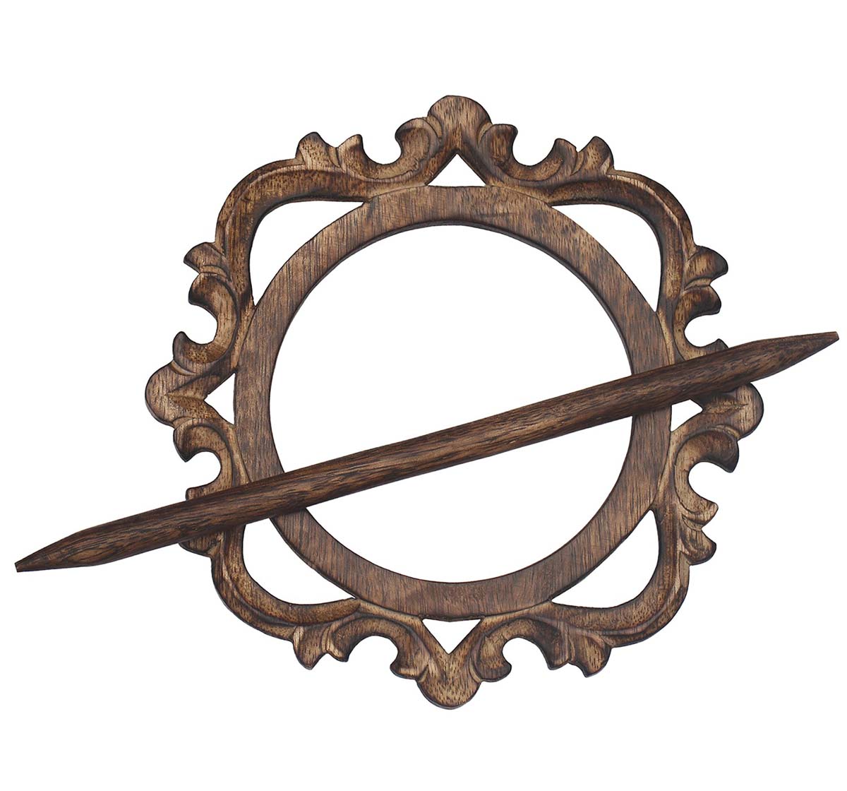  Curtain Tiers – Hand-Carved 0.3” Mango-Wood Curtain Holder/ Tieback / Drape-Bind in Vintage-Look  - Buy in Bulk Wholesale