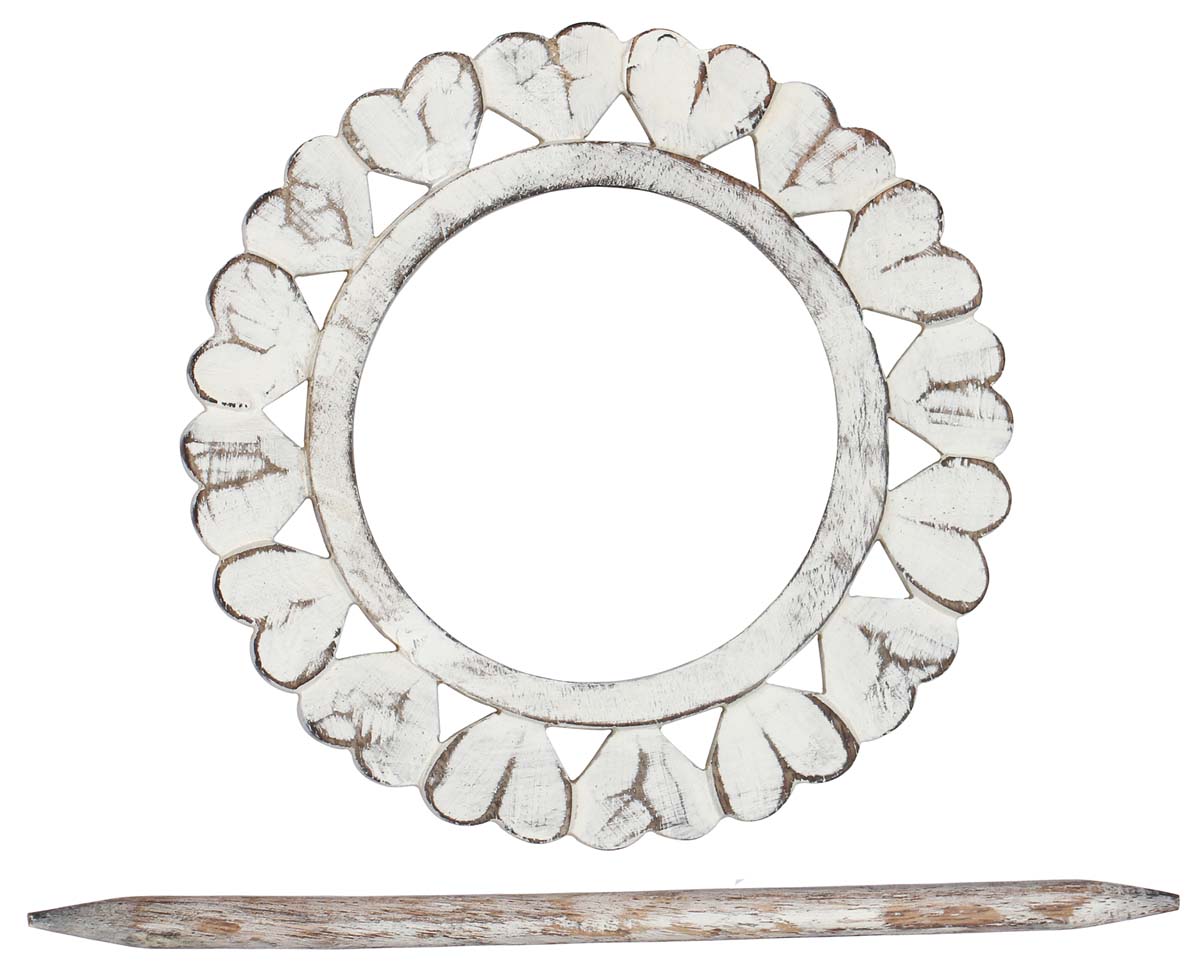 Chic Style– Hand-Carved 0.3” Mango-Wood Curtain Holder/ Tieback / Drape Binds in White Distressed-Look  - Buy in Bulk Wholesale