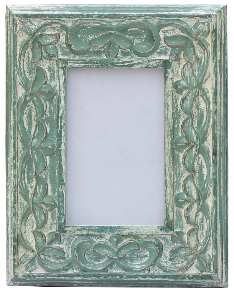 Buy 4x6” Wooden Shabby Chic Picture Frame in Bulk - Wholesale Hand Crafted Green Photo Frame - Hand Painted In Distressed Green Washed Finish - Home & Office Decor