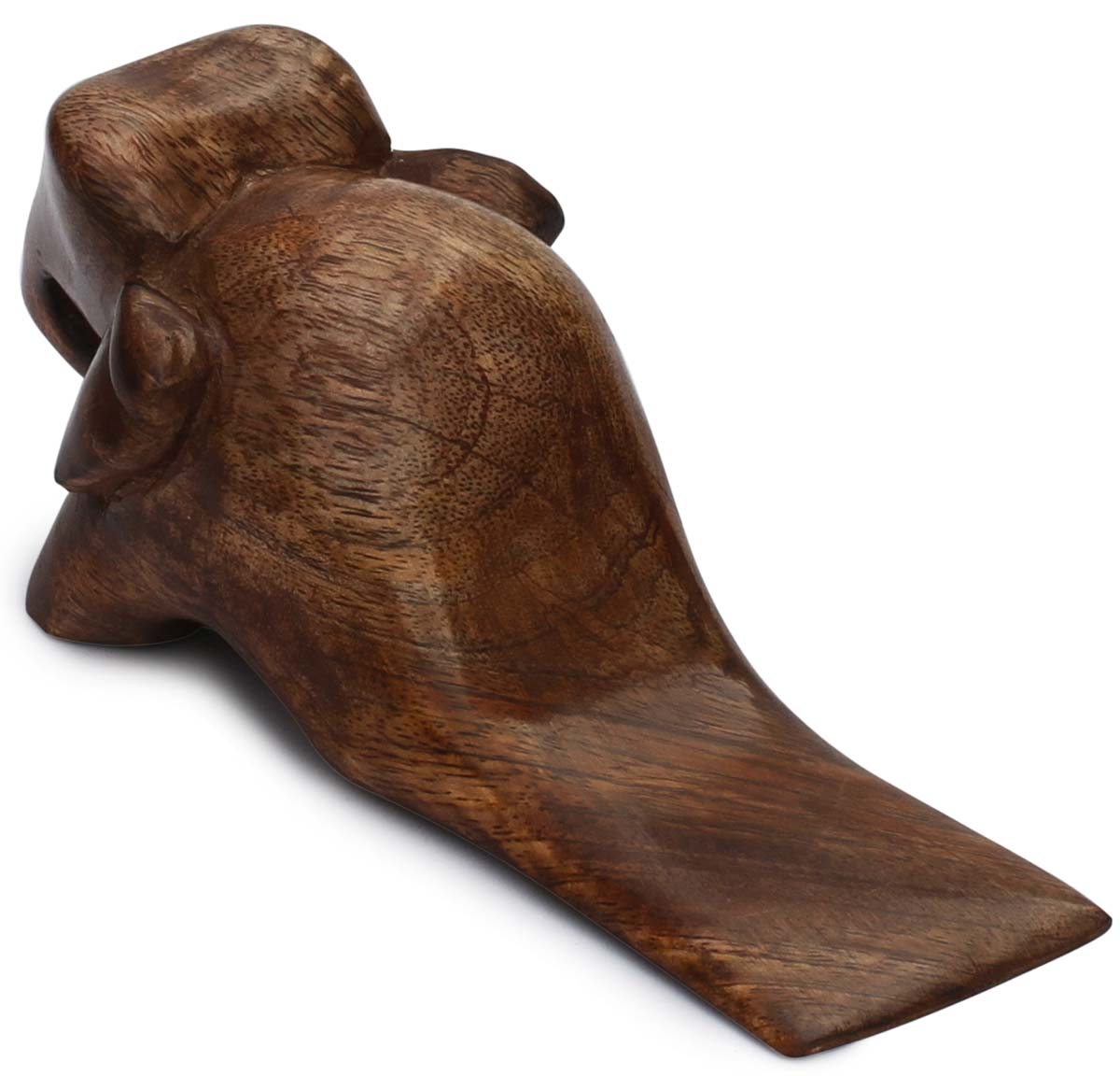 Bulk Wholesale Elephant Door Stopper in Wood - Hand-Carved 7.4” Decorative Door Accessory in Animal Shape - Home Decor/Essentials from India