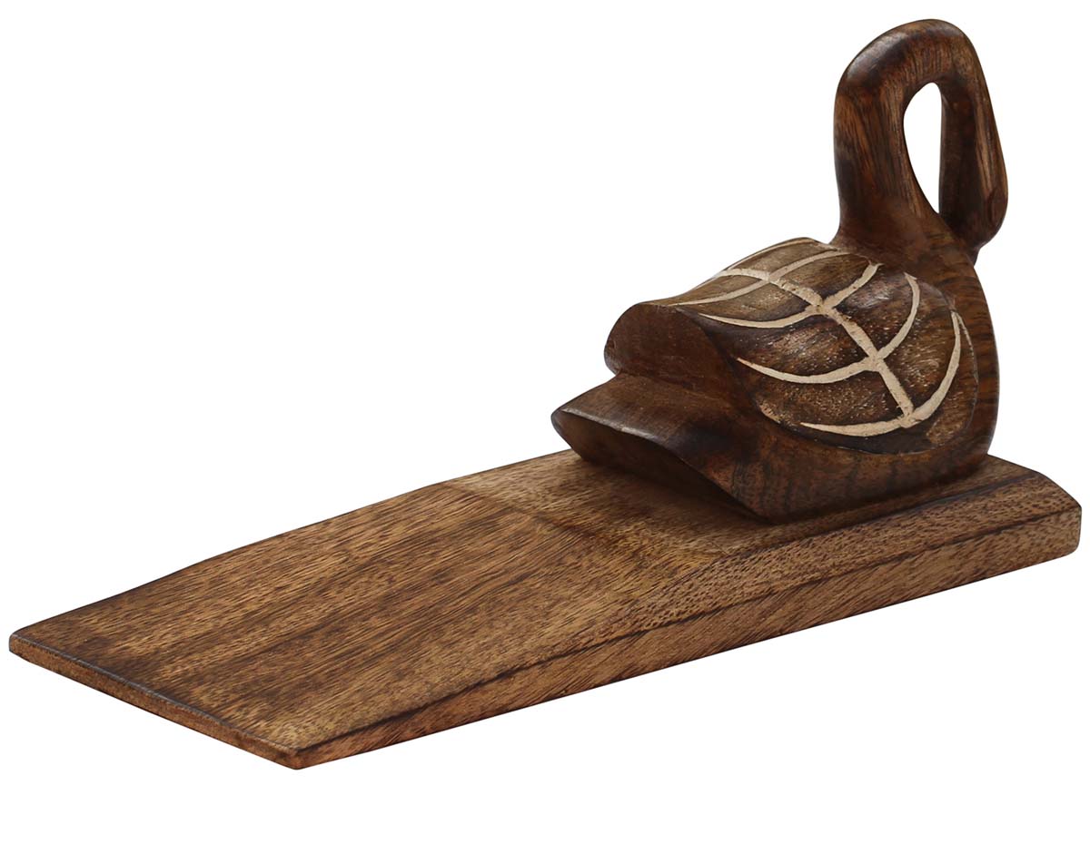 Bulk Wholesale Swan Door Stopper in Wood - Hand-Carved 9.5” Decorative Door Accessory in Animal Shape - Home Decor/Essentials from India