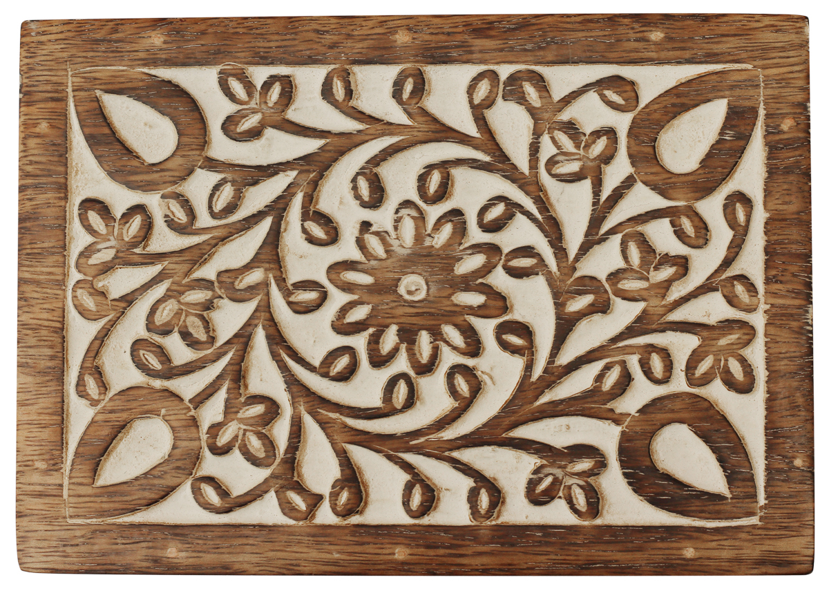 Wholesale 7x5 Inch Wooden Floral Mottif Jewelry Box - Bulk Buy Rectangular Shaped Jewelry Box/Trinket Box with White-Wash Finish – Jewelry Accessories from India