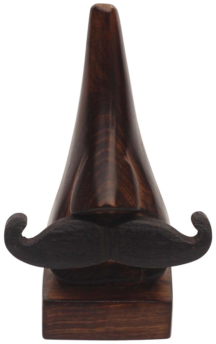 Bulk Wholesale Hand-Carved Spectacle Holder in Wood with Big Moustache – Funky Eye Glass Holder from India – Home / Office Essentials