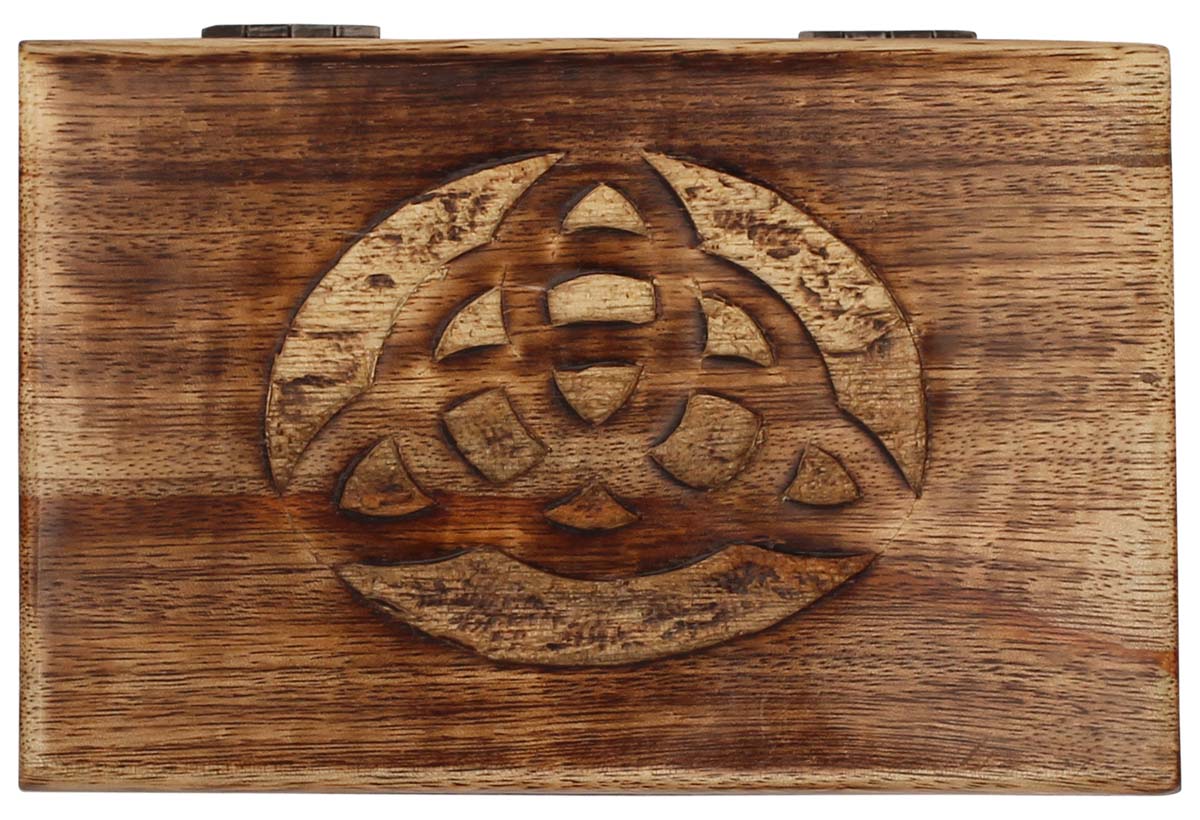 Wholesale 6x4” Wooden Jewelry Box in Bulk - Handmade Rectangular Trinket Box with Intricate Abstract Pattern Carving on the Cover - Decorative Keepsake Boxes from India