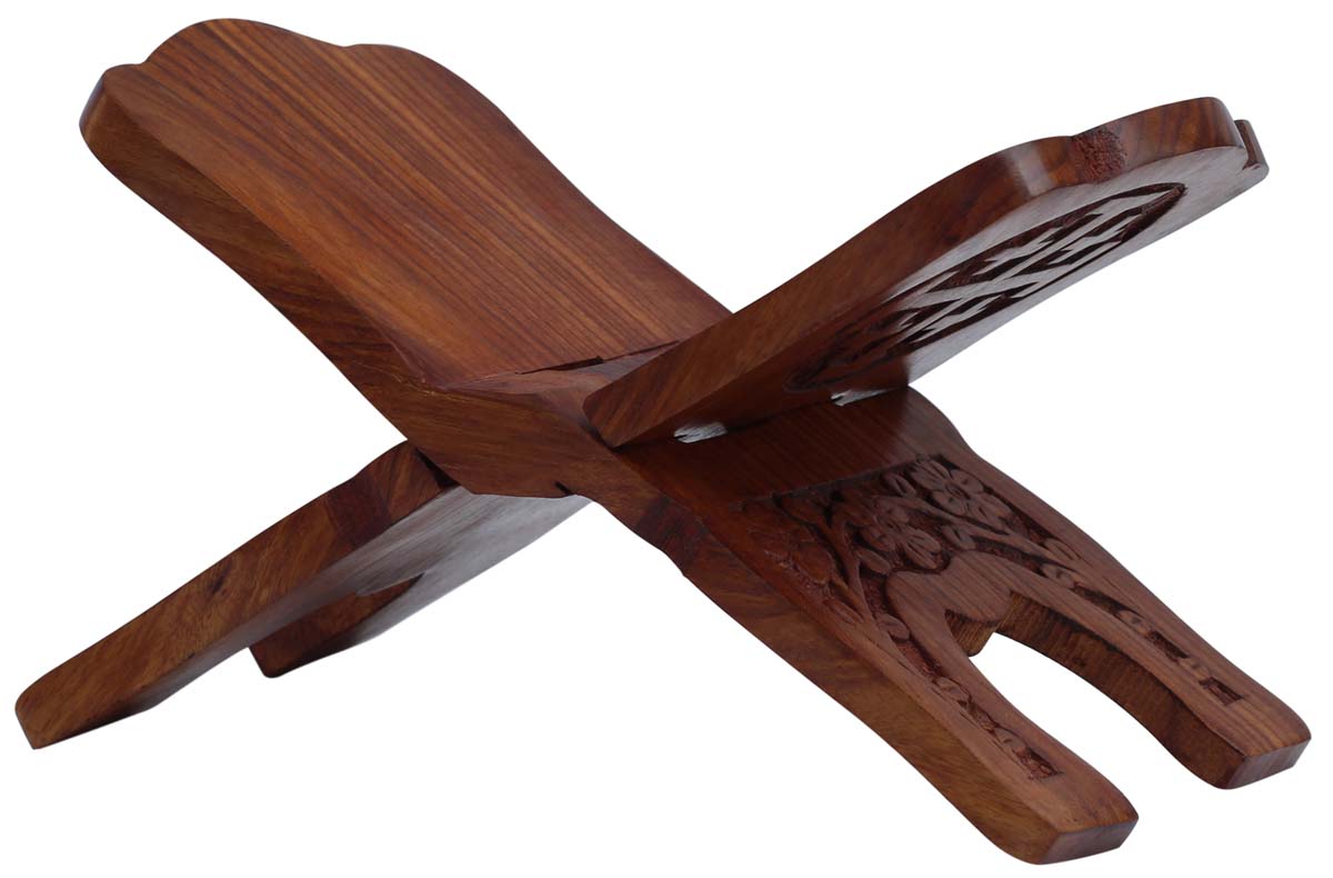 Bulk Wholesale Book-Stand in Wood – Hand-Carved 8.7” Reading Stand for Holy Books / Heavy Books – Home Essentials from India