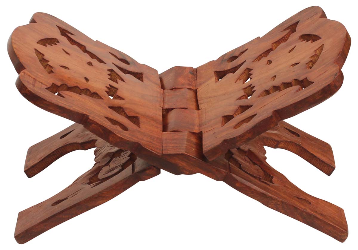 Wholesale Wooden Book Stand/Holder in Bulk - Hand Carved 11” Holy/Religious Books Stand - Home Decor Books Accessories from India