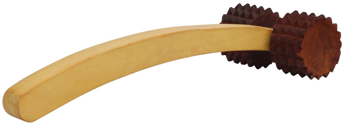Bulk Wholesale Massage Roller in Wood – Hand-Carved 10” Massager with 2 Wheels for Back, Spine & Legs – Relaxing Massaging Tools from India