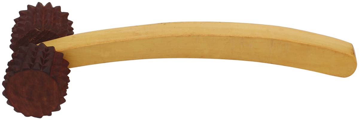 Bulk Wholesale Massage Roller in Wood – Hand-Carved 10” Massager with 2 Wheels for Back, Spine & Legs – Relaxing Massaging Tools from India