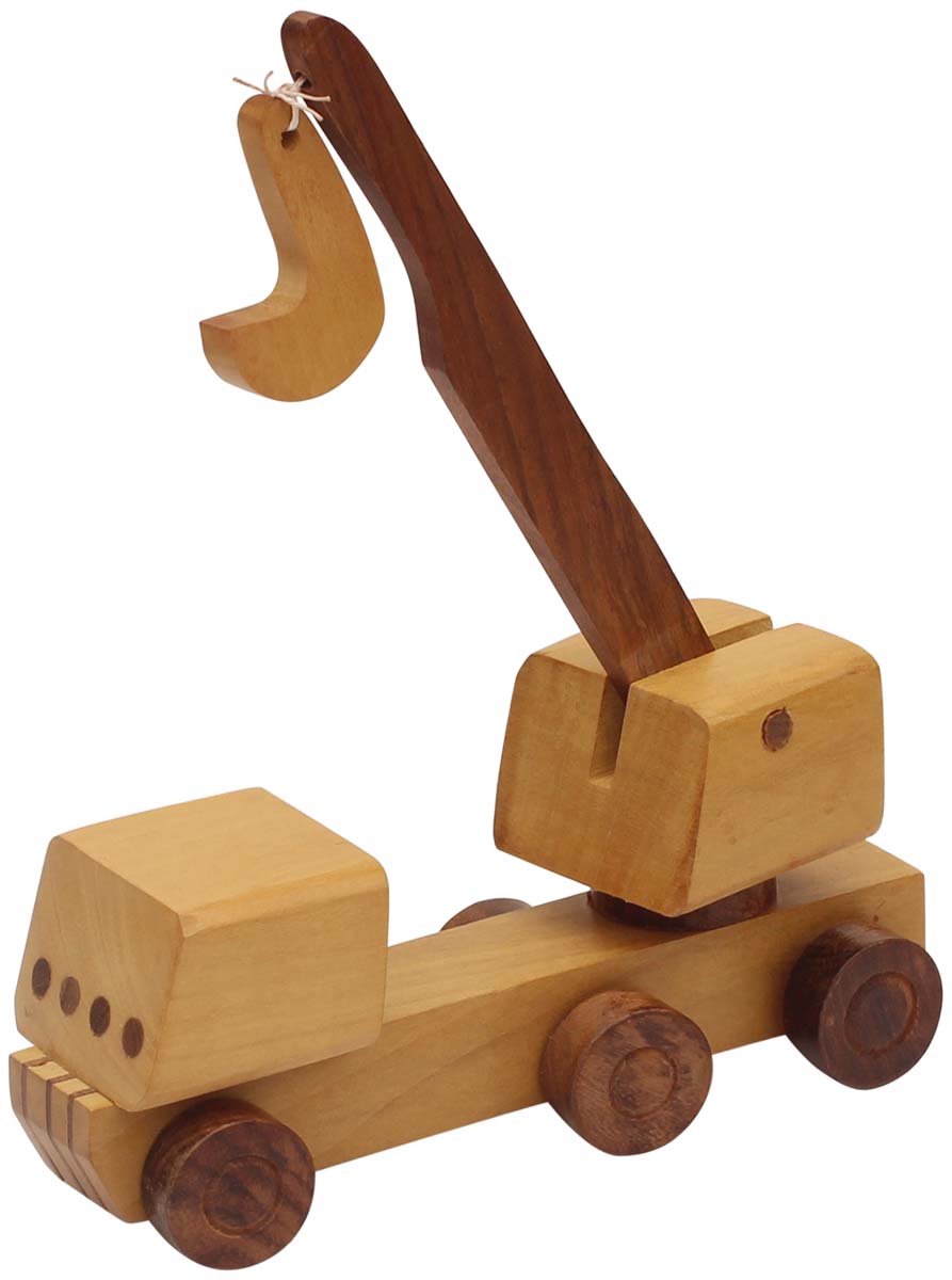 Bulk Wholesale Crane Model in Wood – Hand-Carved 8.3” Crane Replica with Movable Wheels & Jib – Toys / Games for Kids / Décor for Kids’ Room from India