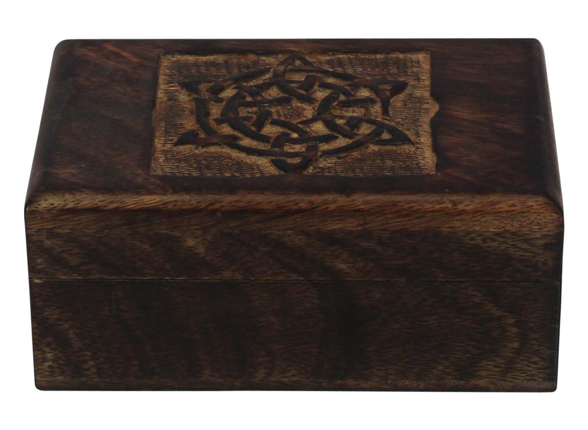 Wholesale 6x4” Wooden Black Jewelry Box in Bulk - Source Handmade Wood Jewelry Box/Trinket Box in Dark-Brown Color Decorated with Carving of Traditional-Look Motifs from India