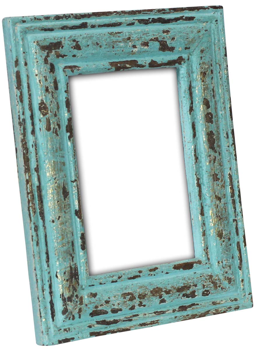 Bulk Buy 5x7 Picture Frame - Wholesale Handmade Photo Frame in Wood Decorated with Ribbed Pattern in Distressed Pastel Blue Color - Home Decor Accessories from India
