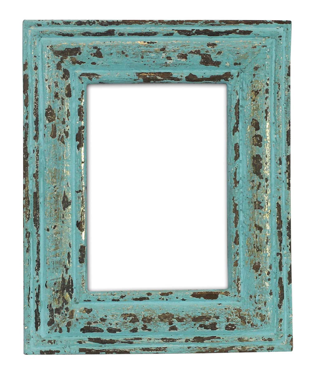Bulk Buy 5x7 Picture Frame - Wholesale Handmade Photo Frame in Wood Decorated with Ribbed Pattern in Distressed Pastel Blue Color - Home Decor Accessories from India