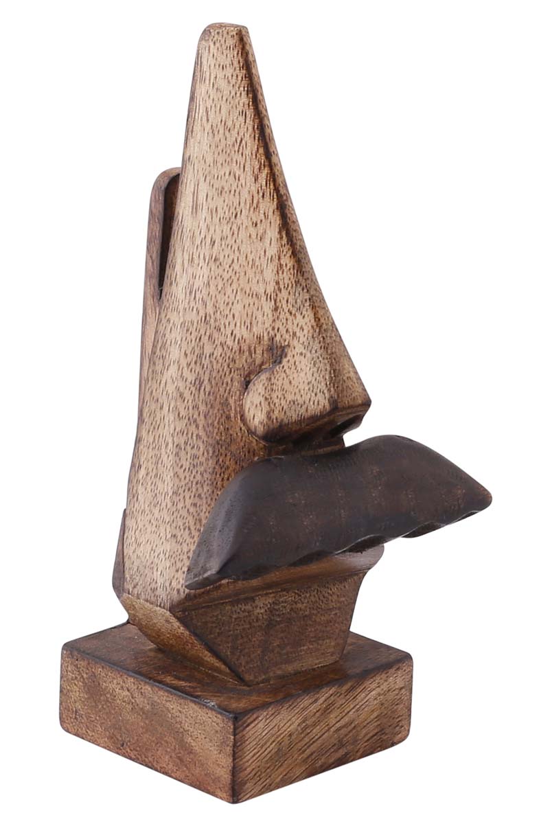 Bulk Wholesale Handmade 6.5” Funny Nose-Shaped Spectacle Holder with Dark-Brown Moustache in Mango-Wood – Antique-Look Home Décor Essentials from India