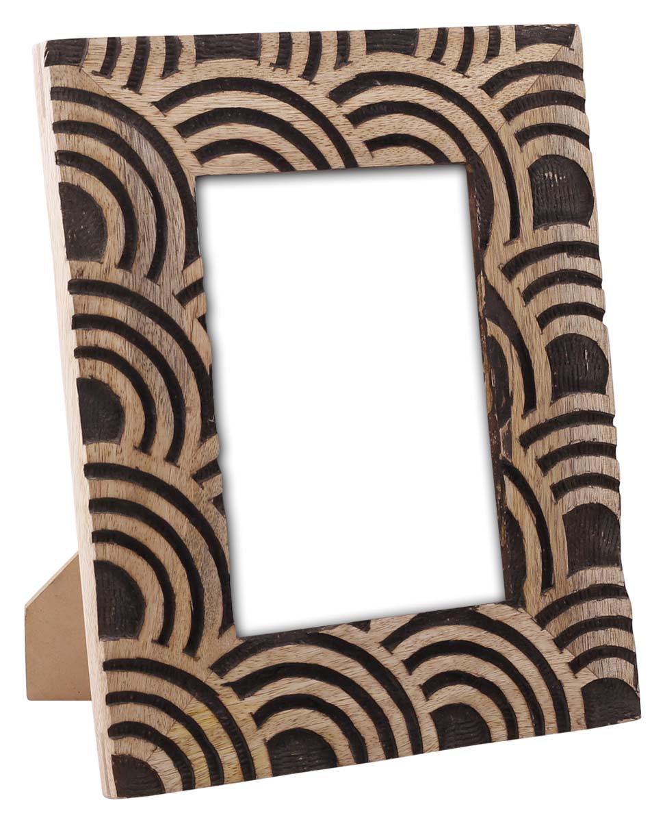 Bulk Buy 5x7” Picture Frame - Wholesale Handmade Wood Photo Frame with Abstract Pattern in Brown & Dark-Brown Color - Home Decor Accessories from India