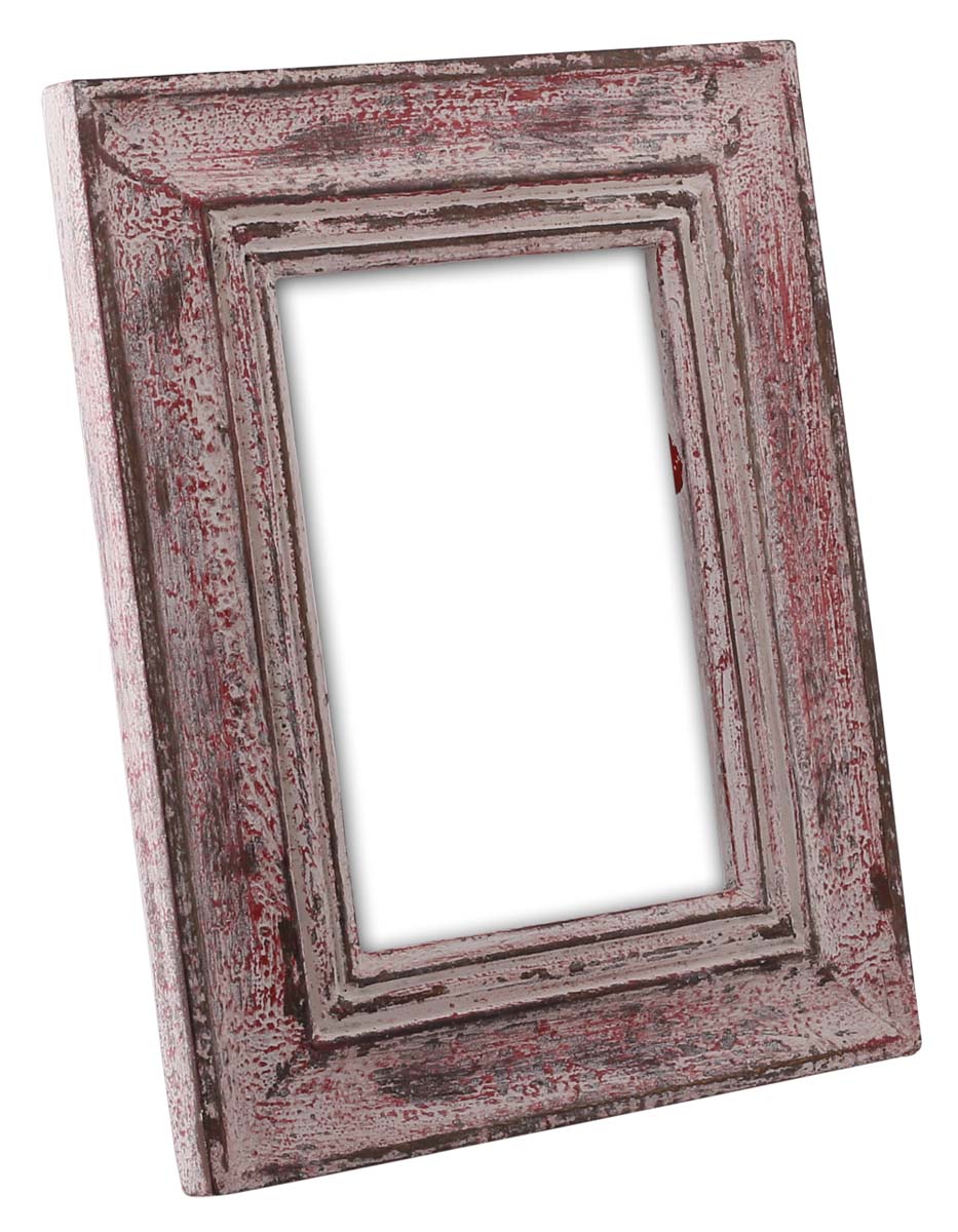 Wholesale Rectangular Wood 5x7 Photo/Picture Frame - Bulk Buy Photo Frame with Ribbed Pattern in Distressed White & Pink Color - Home Decor Picture Frame from India